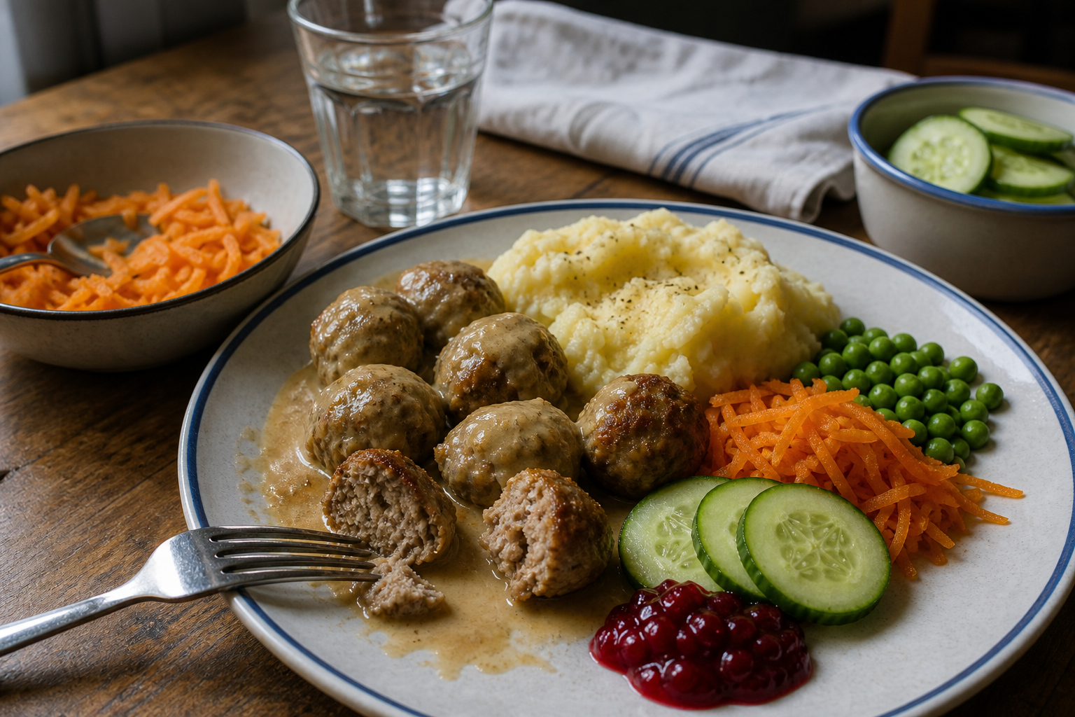 Runda köttbullar med gräddsås