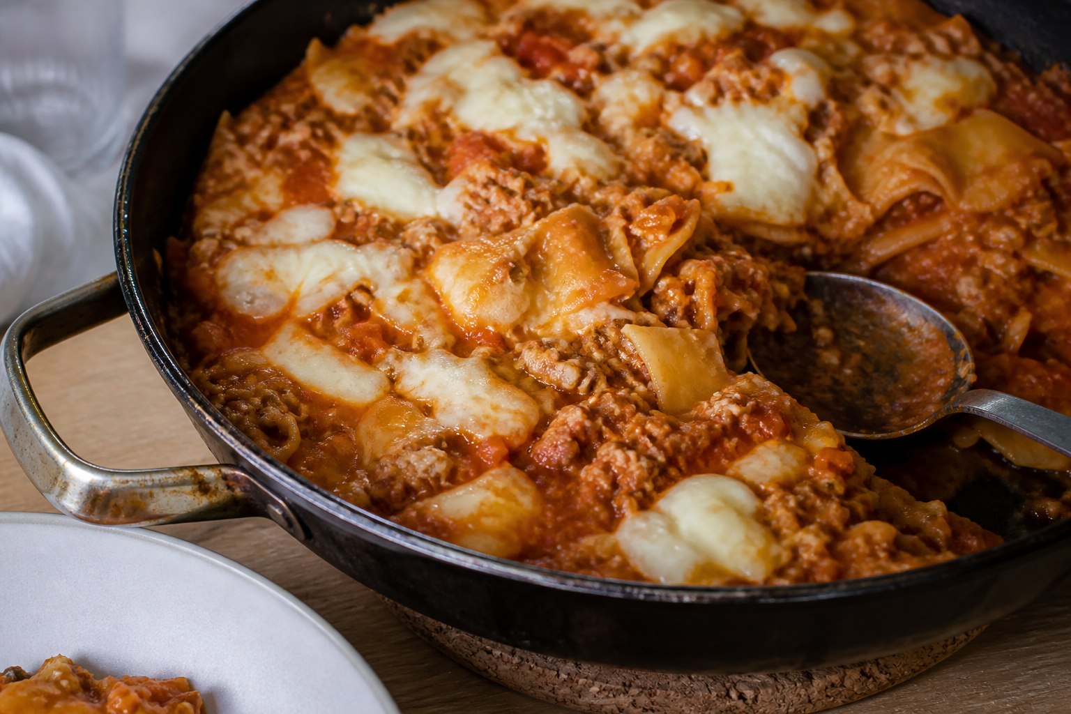 One pot-lasagne med mozzarella